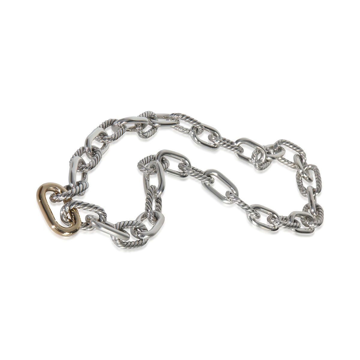 1/4 18K Yellow Gold & Sterling Silver Madison Link Necklace