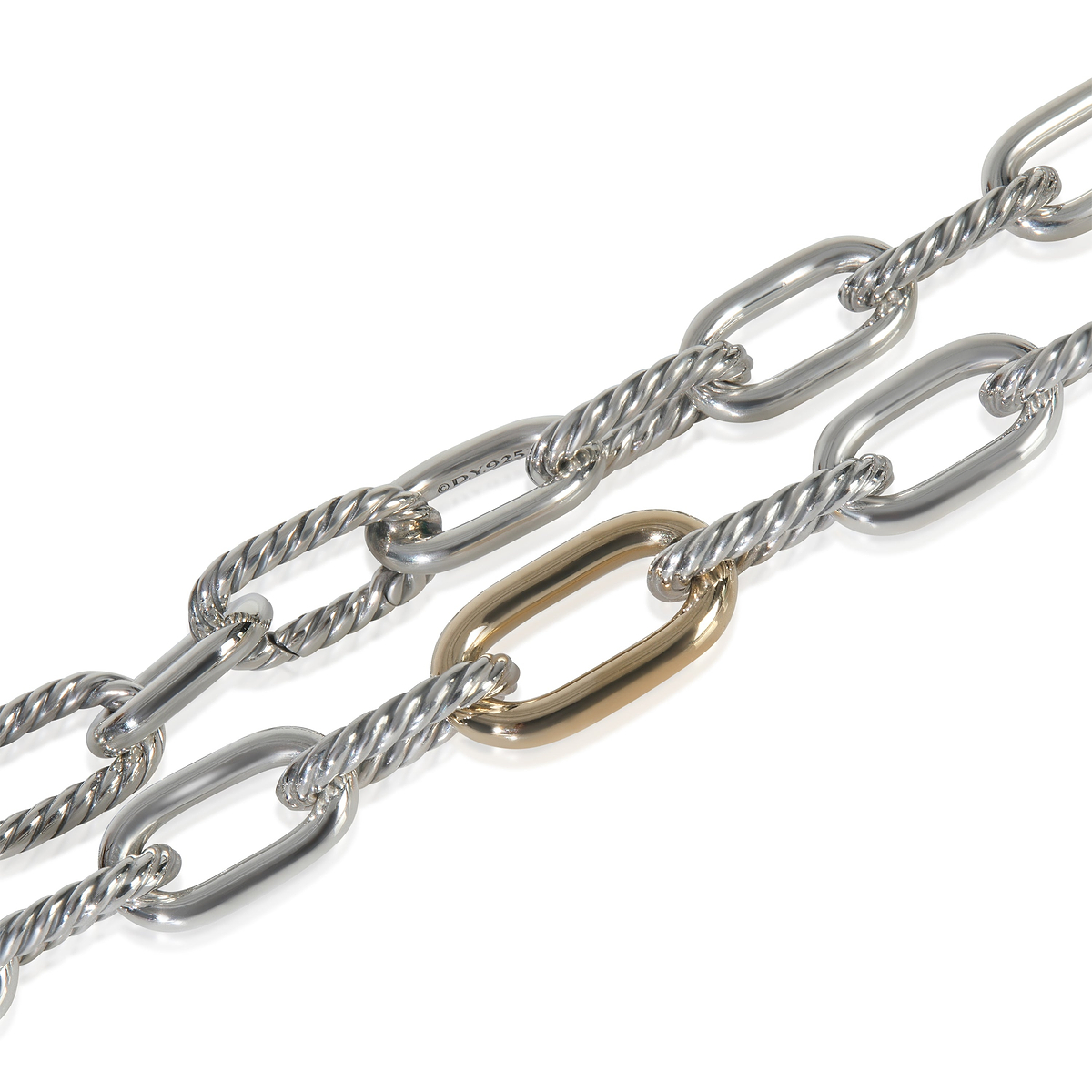 1/4 18K Yellow Gold & Sterling Silver Madison Link Necklace