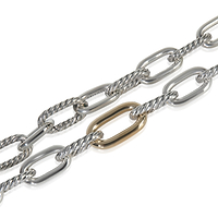 1/4 18K Yellow Gold & Sterling Silver Madison Link Necklace