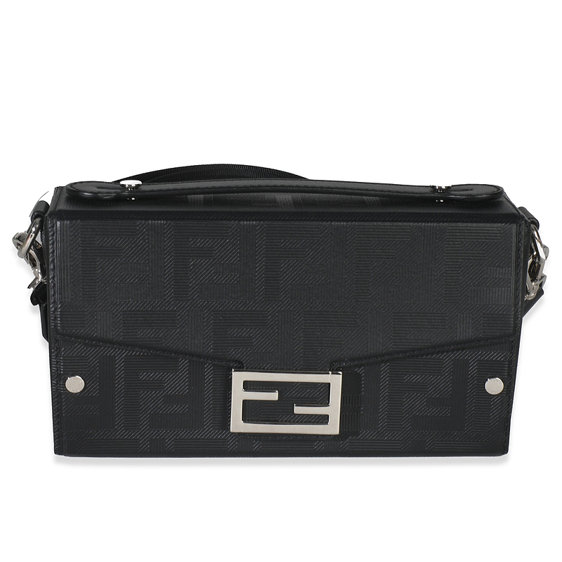 Black FF Leather Baguette Soft Trunk Crossbody