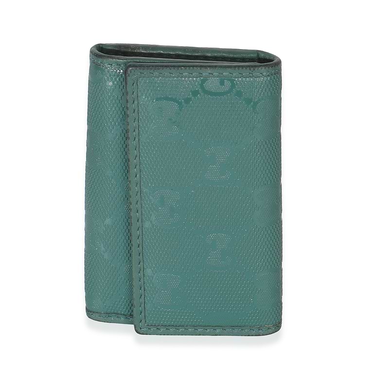 Green Embossed GG Leather Key Holder