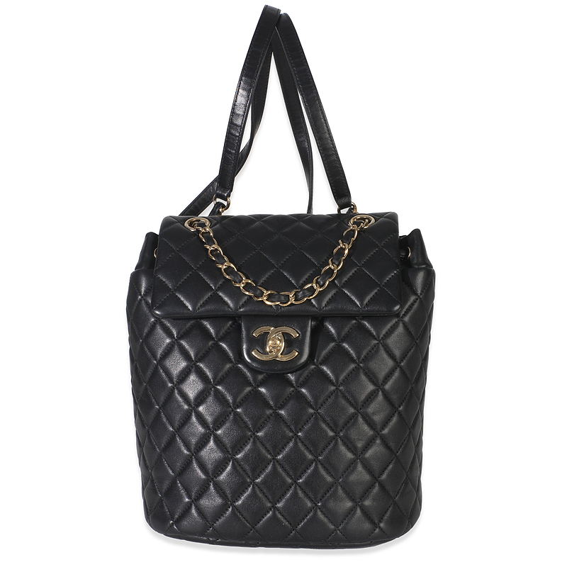 Black Lambskin Quilted Small Urban Spirit Backpack