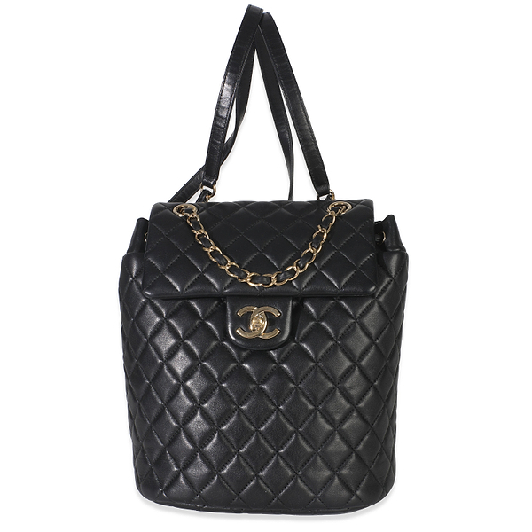 Black Lambskin Quilted Small Urban Spirit Backpack