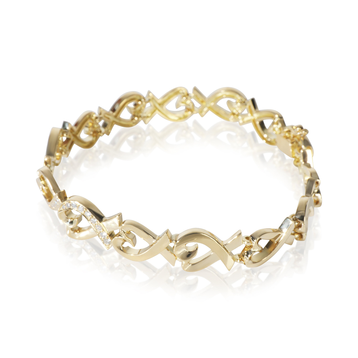 Yellow Gold Diamond Vintage Paloma Picasso Loving Heart Bracelet