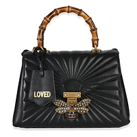 Black Calfskin Queen Margaret Top Handle Bag