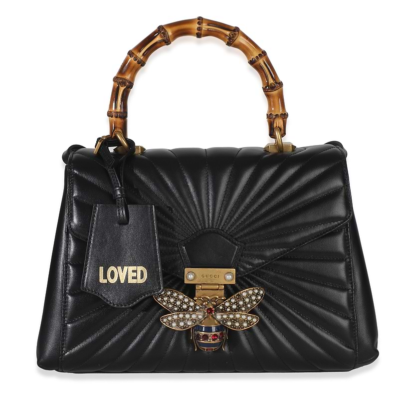 Black Calfskin Queen Margaret Top Handle Bag