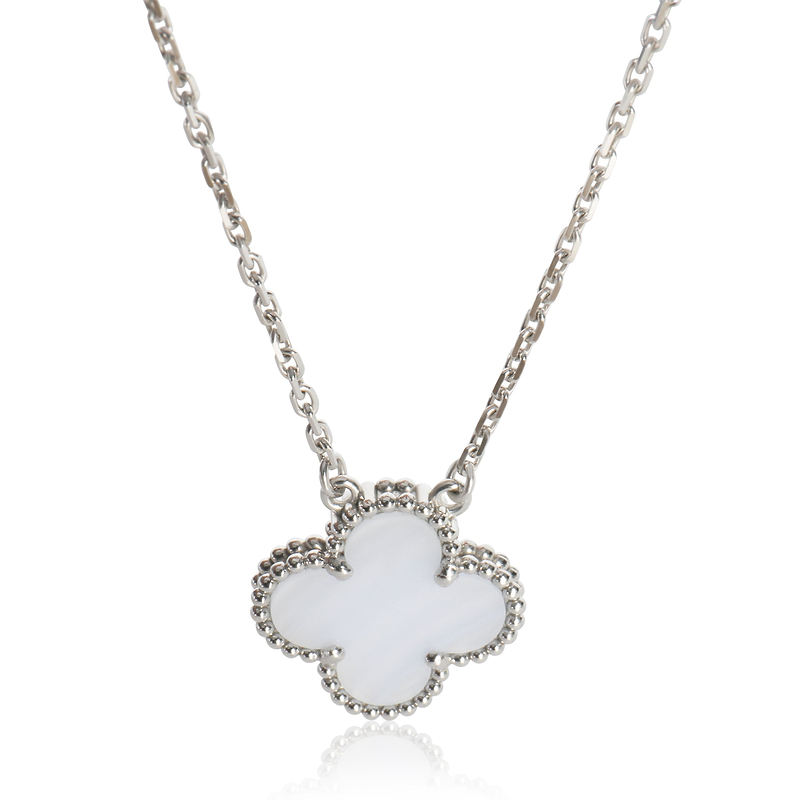 White Gold Chalcedony Vintage Alhambra Pendant