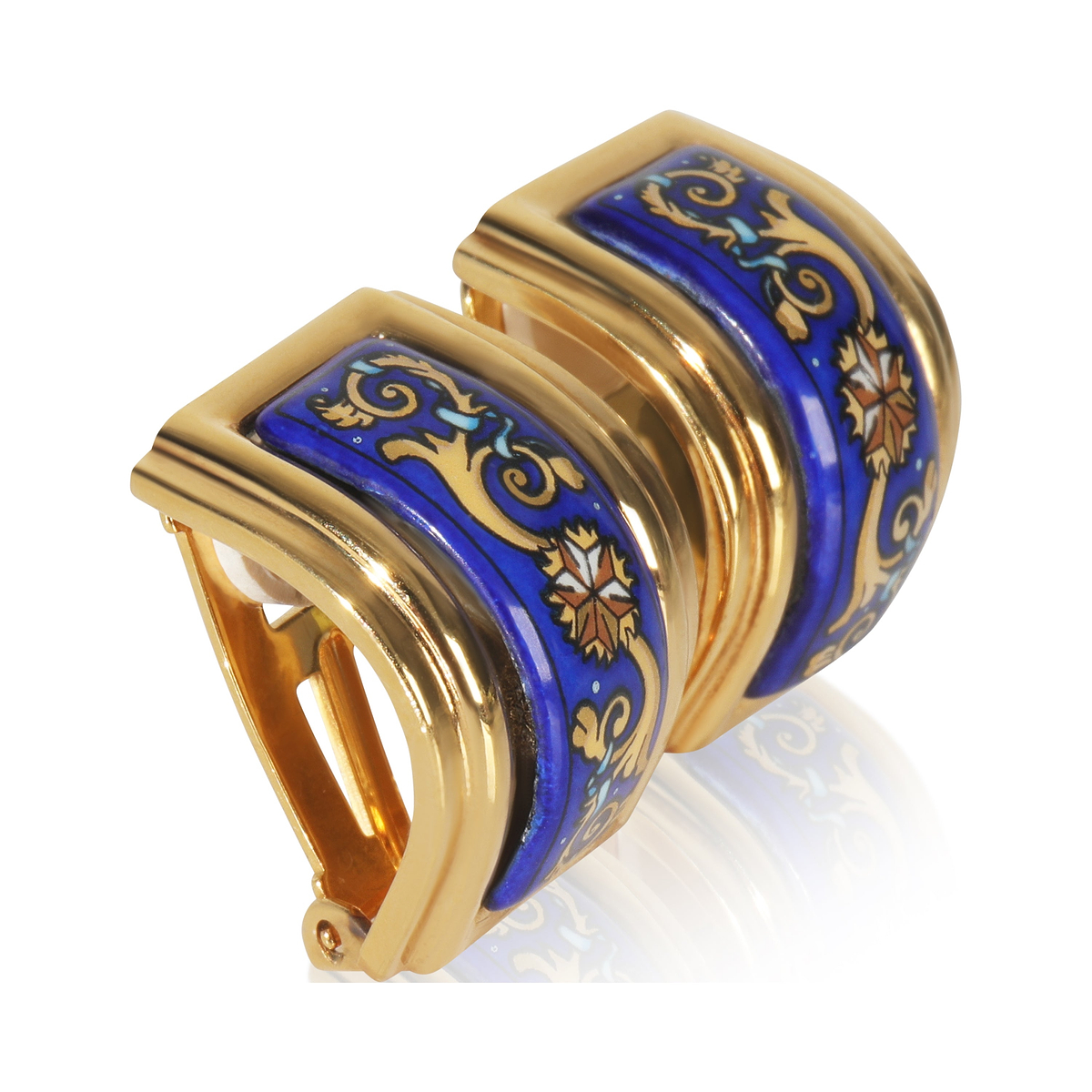 Gold-Plated  Enamel Clip On Earrings
