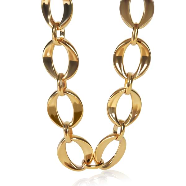 Gold-Plated Vintage Oval Link Choker Necklace