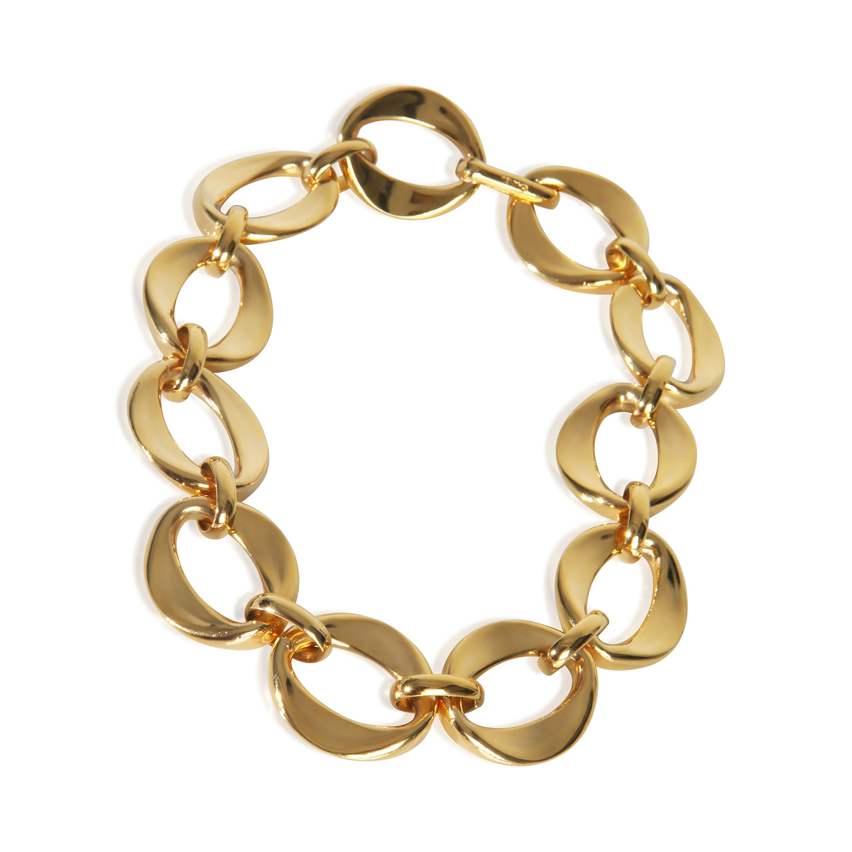Gold-Plated  Vintage Oval Link Choker Necklace