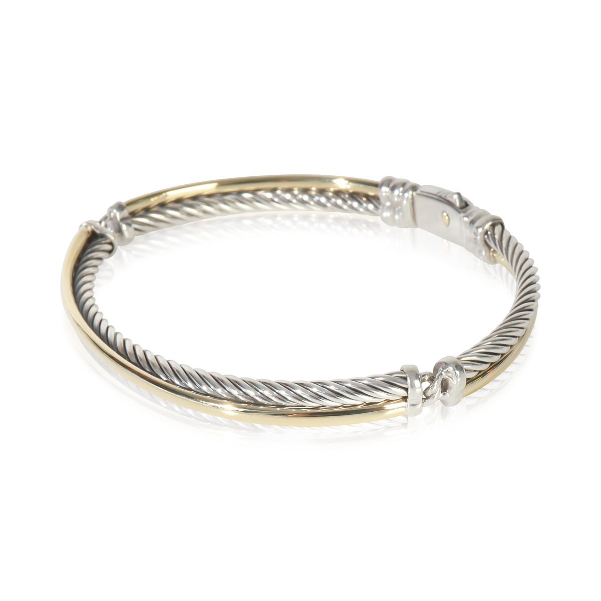 Yellow Gold & Sterling Silver  Crossover Bracelet