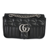 Black Aria Matelasse Calfskin Mini GG Marmont Shoulder Bag