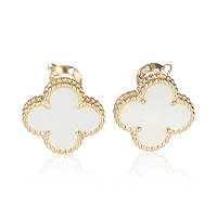 Yellow Gold Mother Of Pearl Vintage Alhambra Earrings
