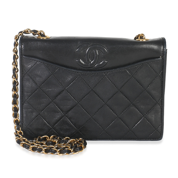 Vintage Black Quilted Lambskin CC Chain Flap Bag