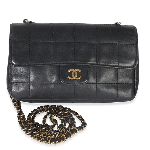 Black Quilted Lambskin Mini Chocolate Bar Flap Bag