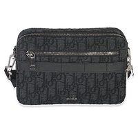 Black Oblique Jacquard Safari Messenger