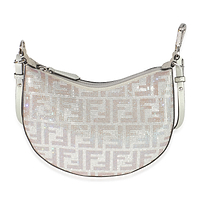 Grey Crystal Vitello Laminato Suede FF Mini Fendigraphy Hobo
