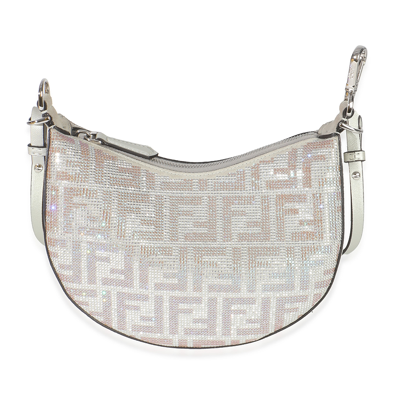 Grey Crystal Vitello Laminato Suede FF Mini Fendigraphy Hobo