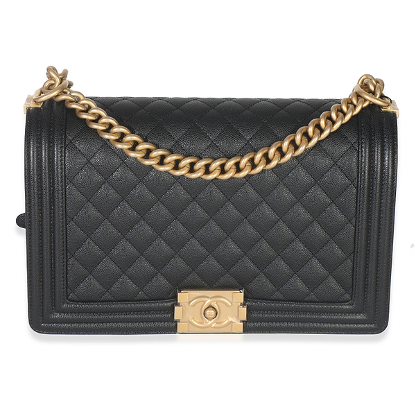 Black Quilted Caviar New Medium Boy Bag
