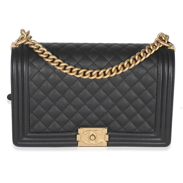 Black Quilted Caviar New Medium Boy Bag