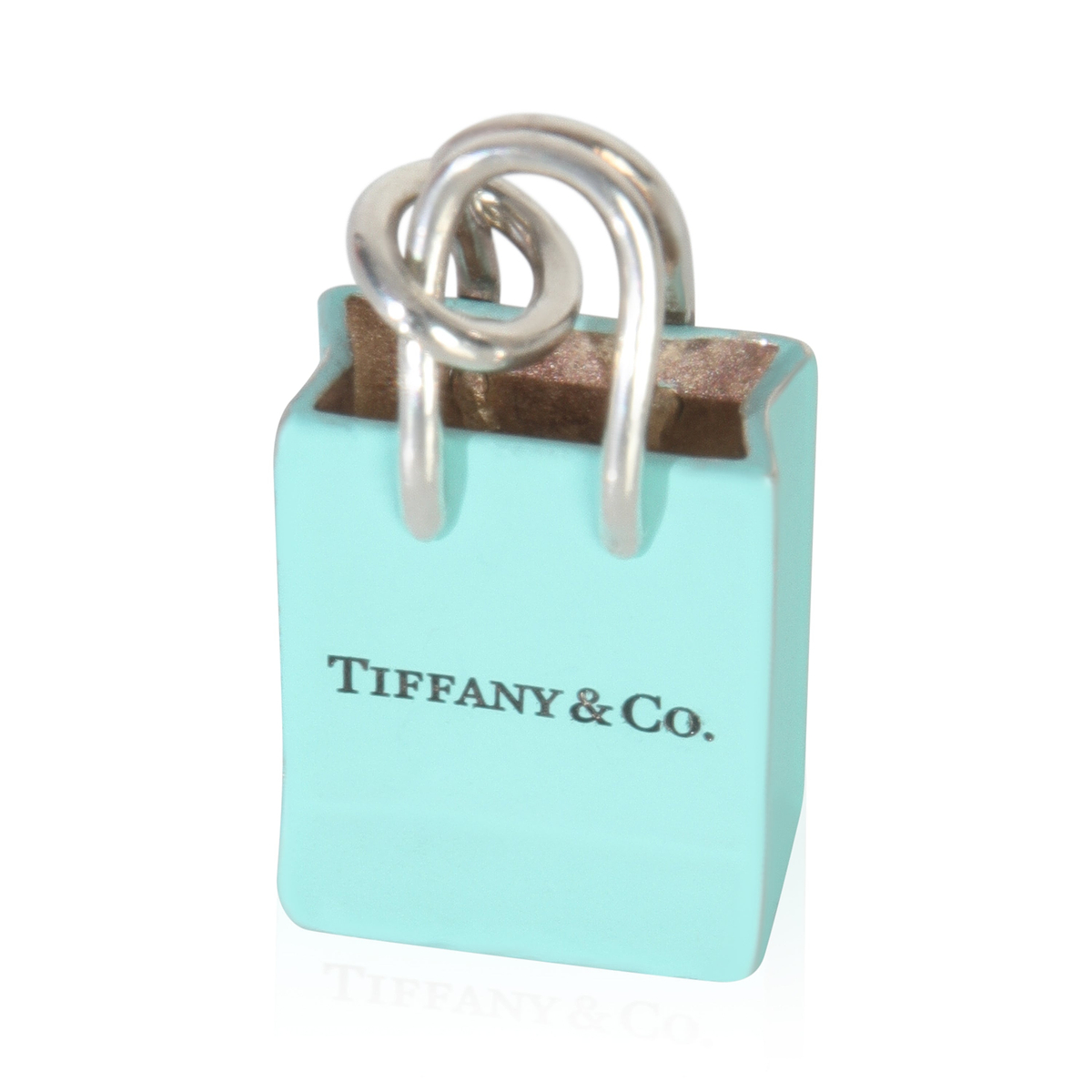 Sterling Silver  Blue Enamel Shopping Bag Charm