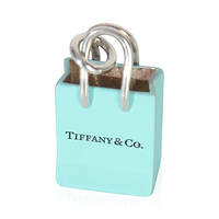 Sterling Silver  Blue Enamel Shopping Bag Charm
