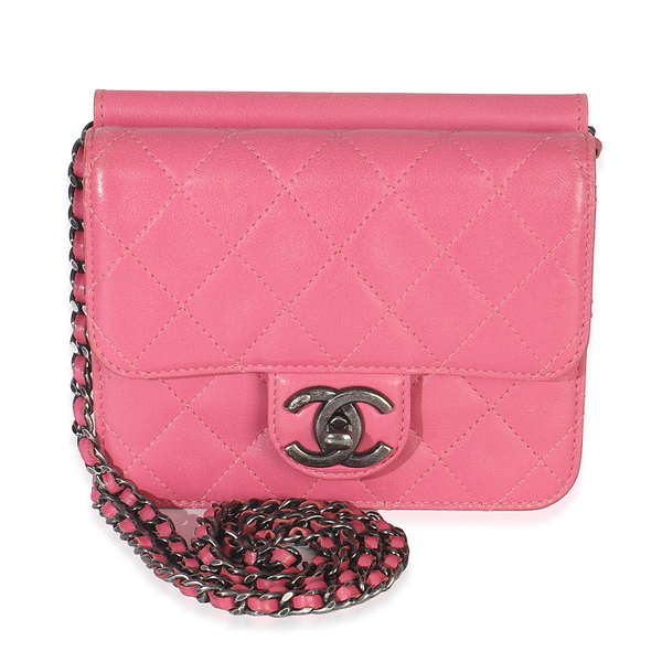 Pink Quilted Lambskin Mini Crossing Times Flap Bag
