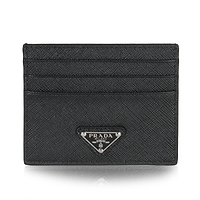 Black Saffiano Logo Card Case