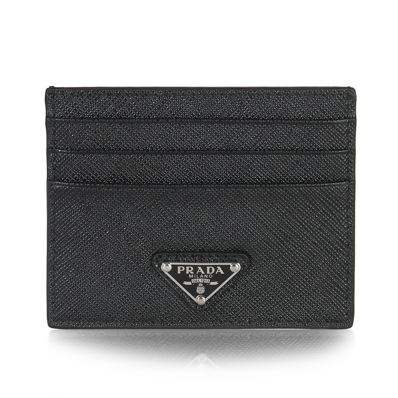 Black Saffiano Logo Card Case