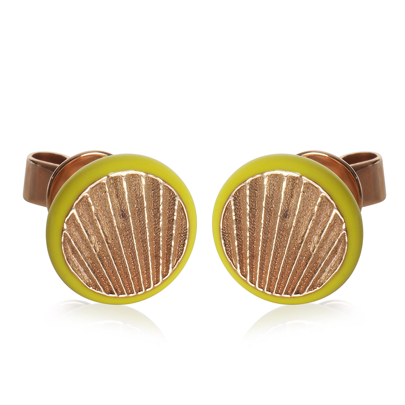 Rose Gold  Yellow Enamel Earrings