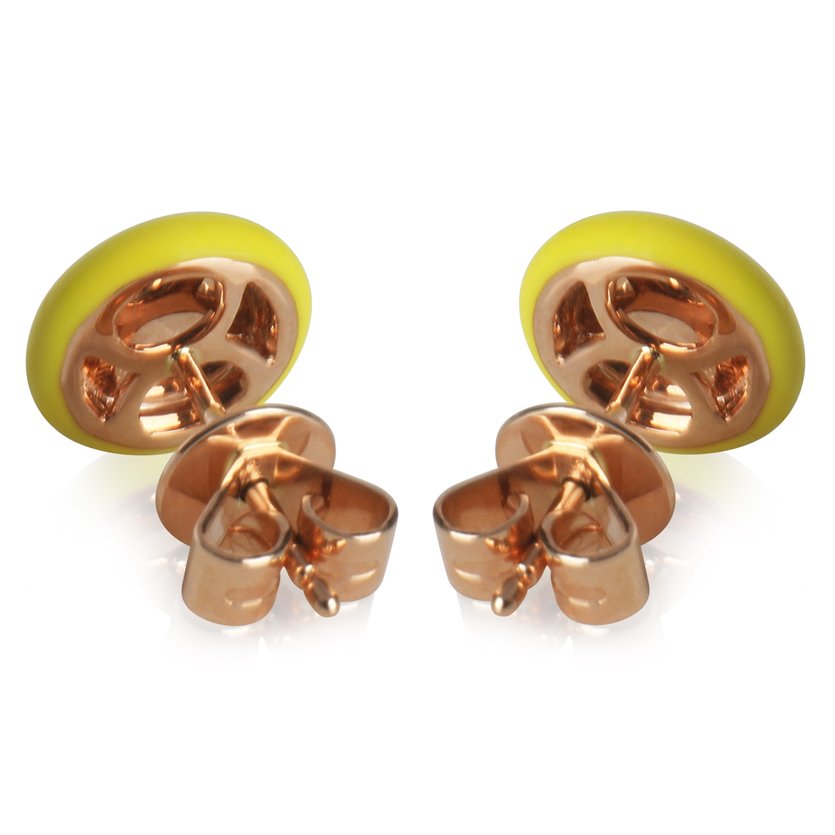 Rose Gold  Yellow Enamel Earrings