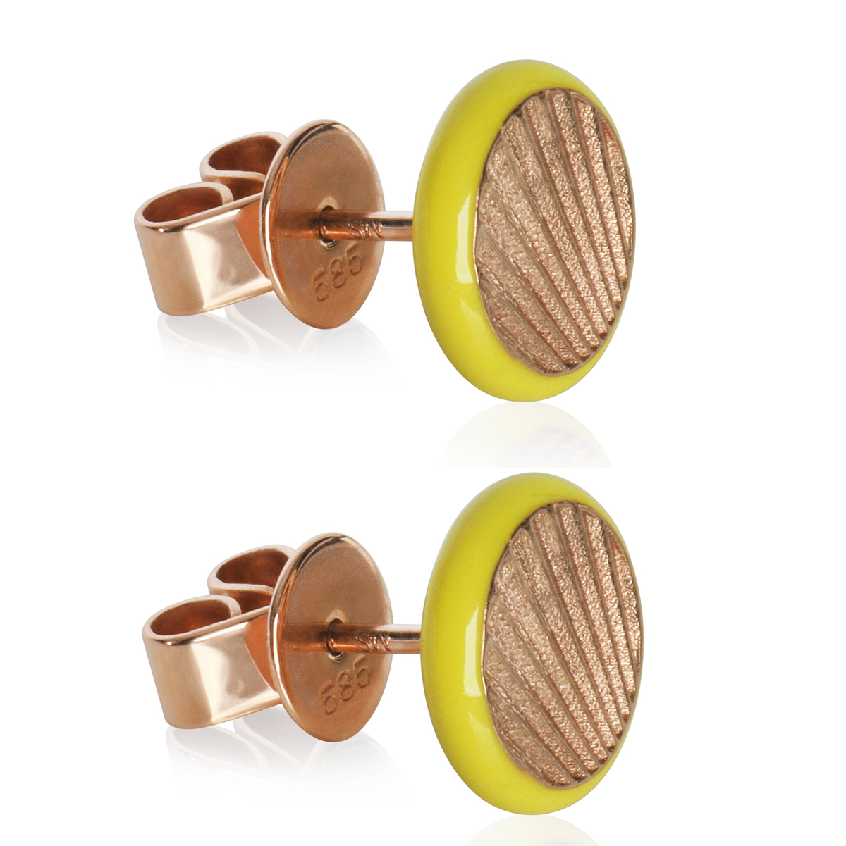 Rose Gold  Yellow Enamel Earrings