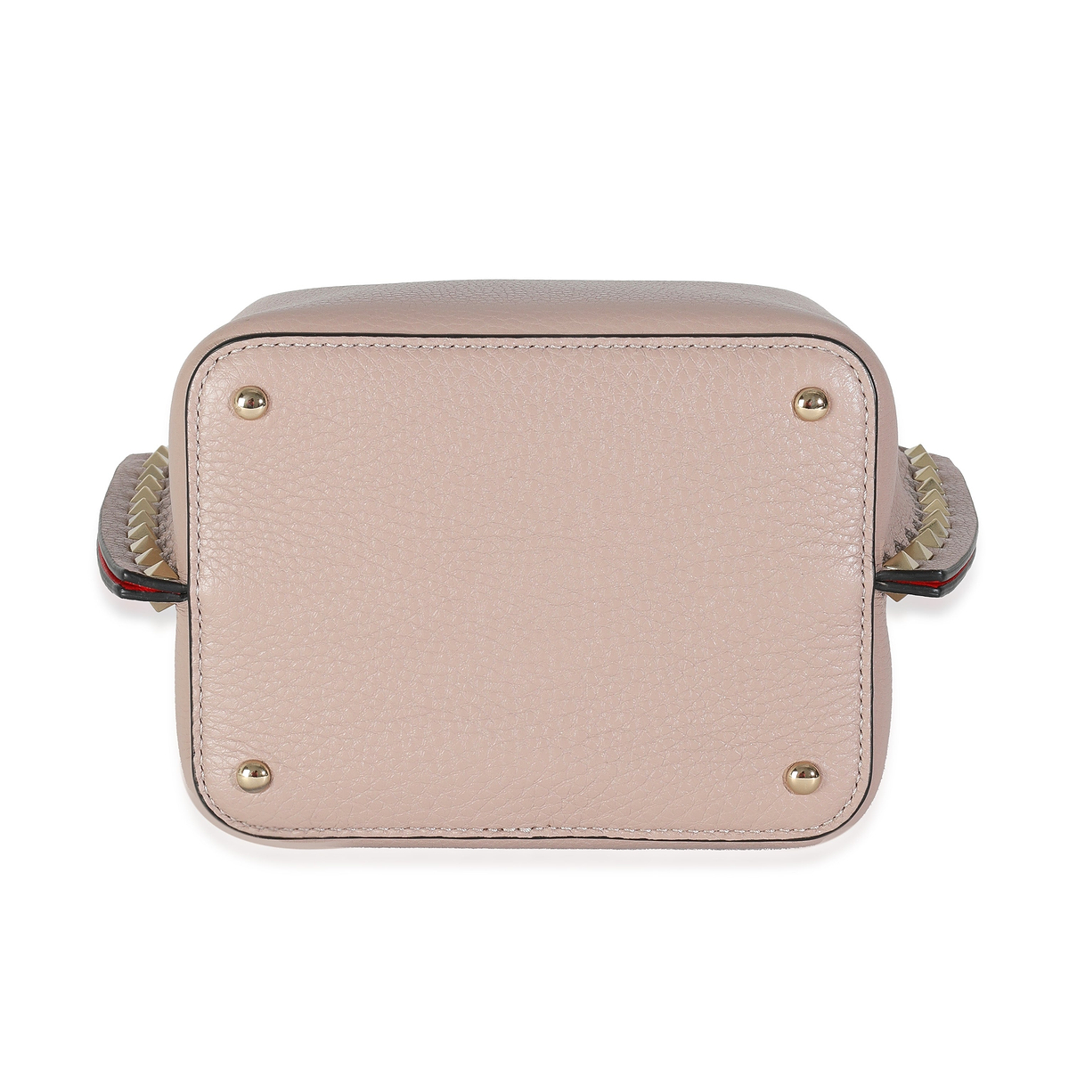 Beige Leather Small Rockstud Top Handle Tote
