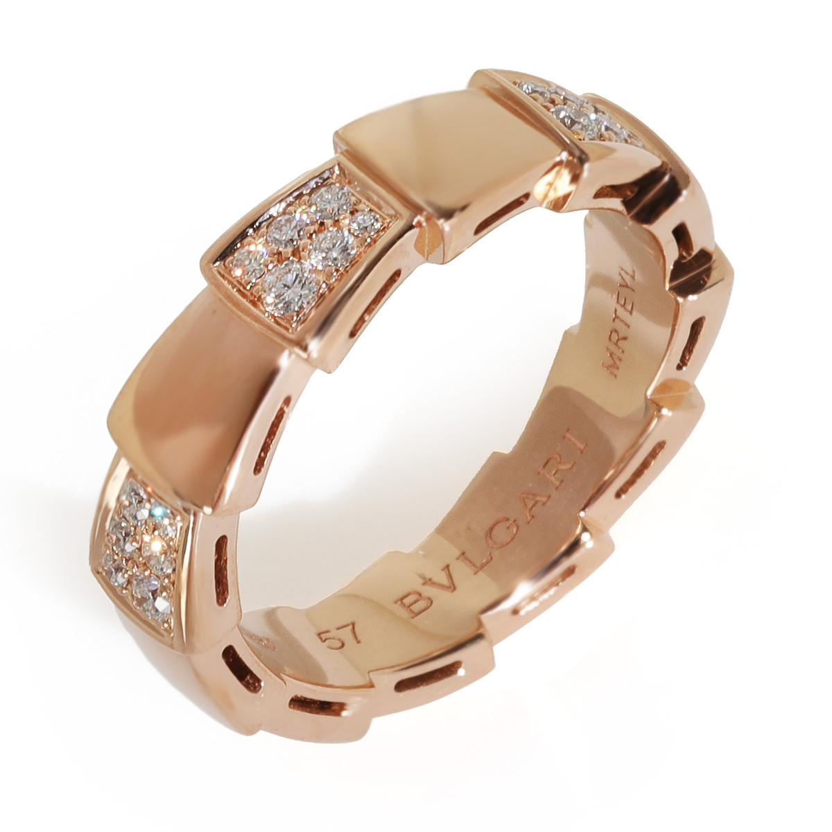 Rose Gold Diamond Serpenti Viper Ring