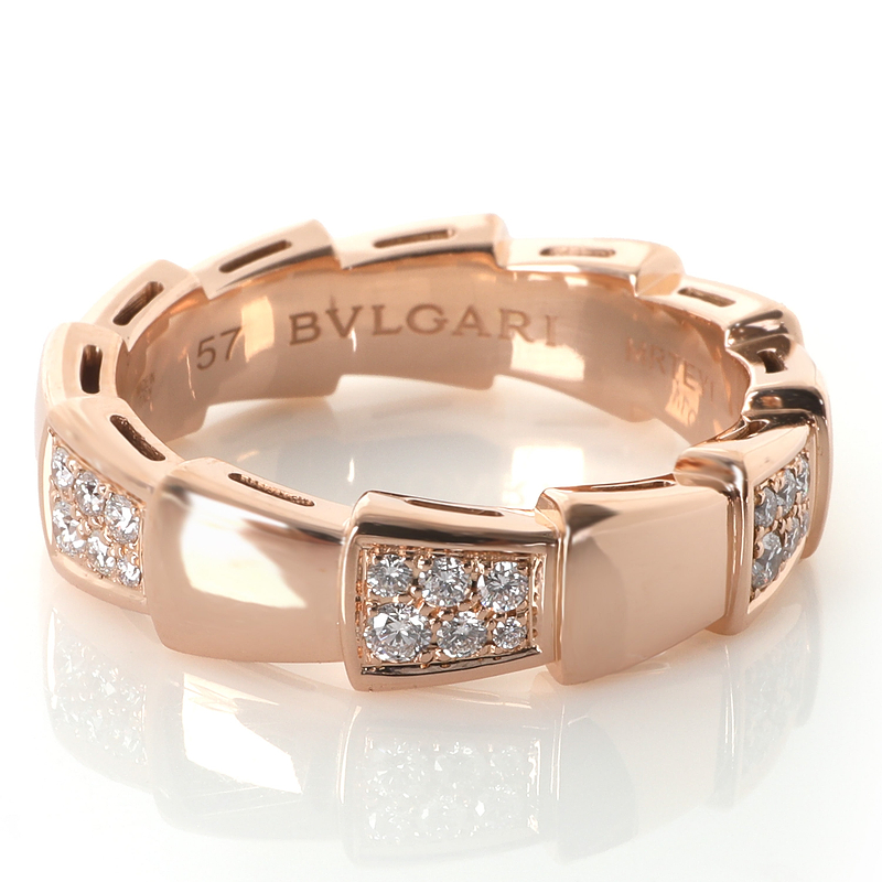 Rose Gold Diamond Serpenti Viper Ring