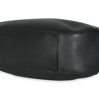 Black Calfskin Buckle Large Leather Tote