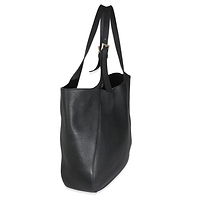 Black Calfskin Buckle Large Leather Tote