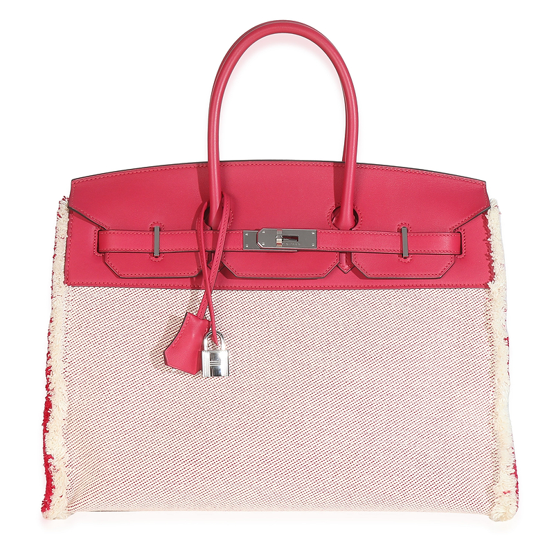 Framboise Ecru Swift Twill H Fray Fray Birkin 35 PHW