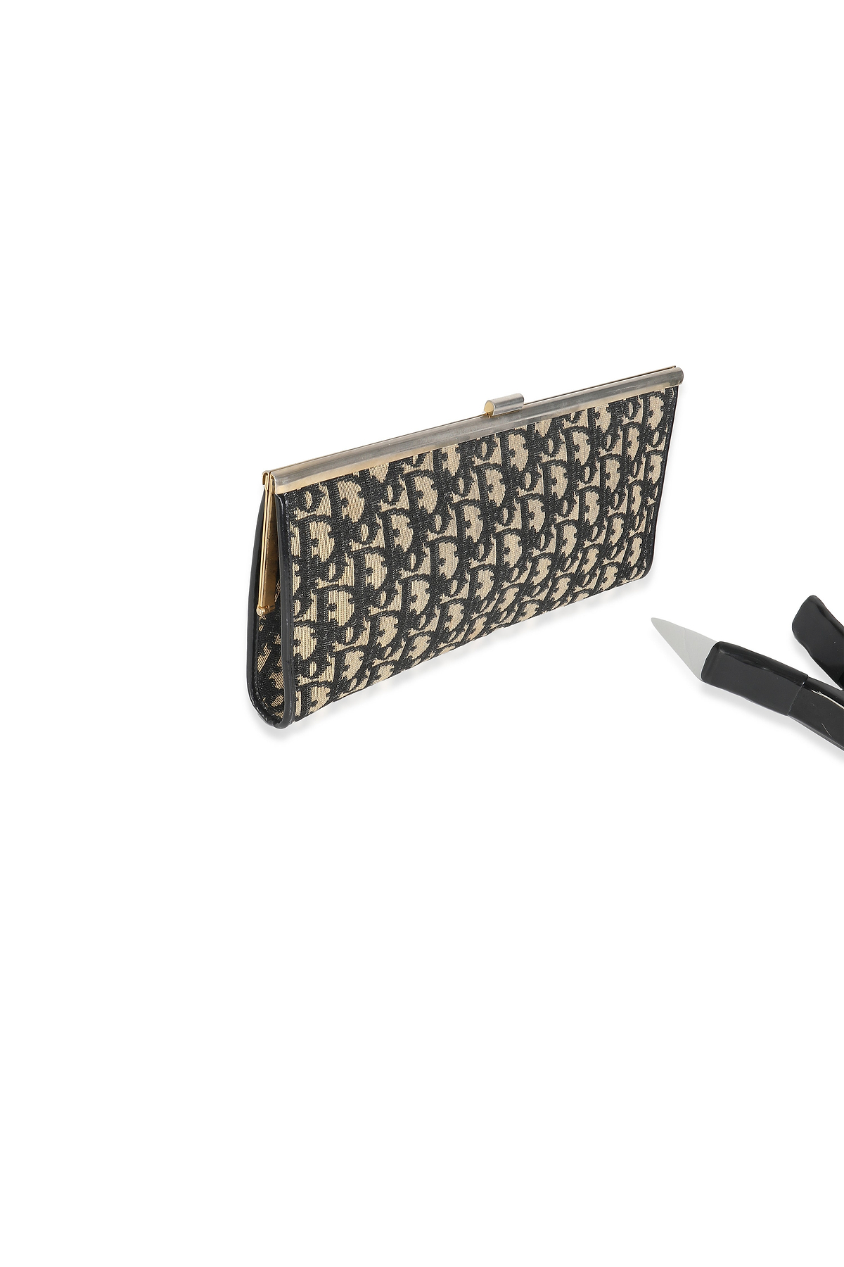 Vintage Oblique Jacquard Frame Clutch