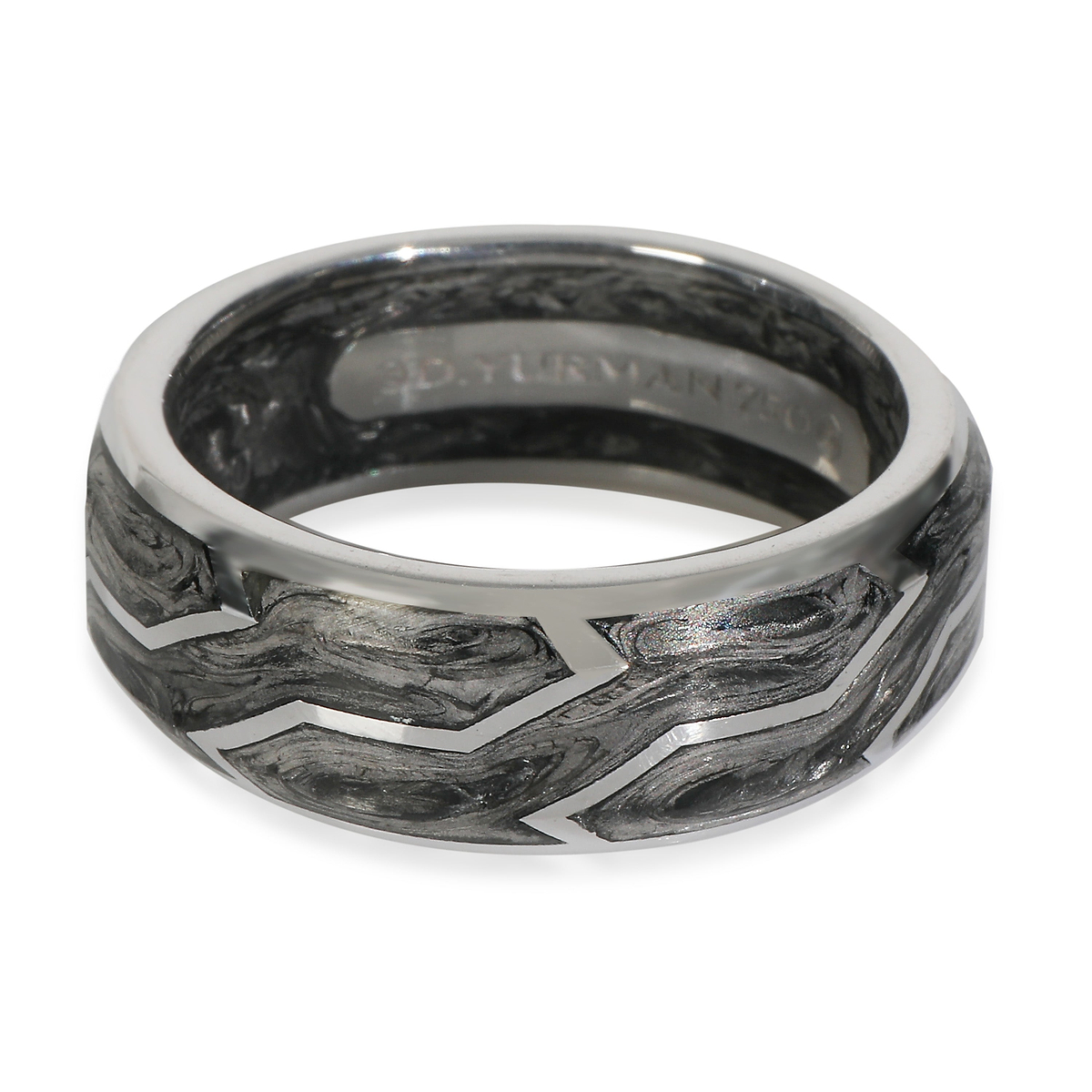White Gold  Forged Carbon Band