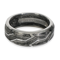White Gold  Forged Carbon Band