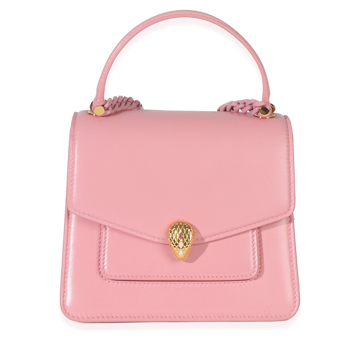Bvlgari Pink Calfskin Serpenti Forever Top Handle Bag