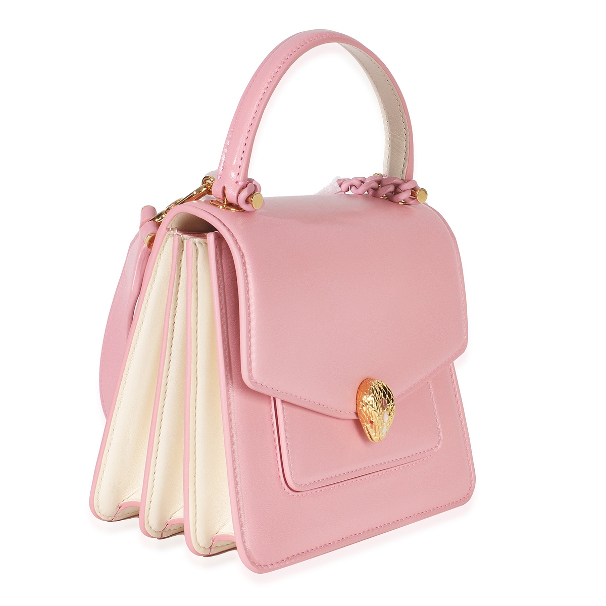 Bvlgari Pink Calfskin Serpenti Forever Top Handle Bag