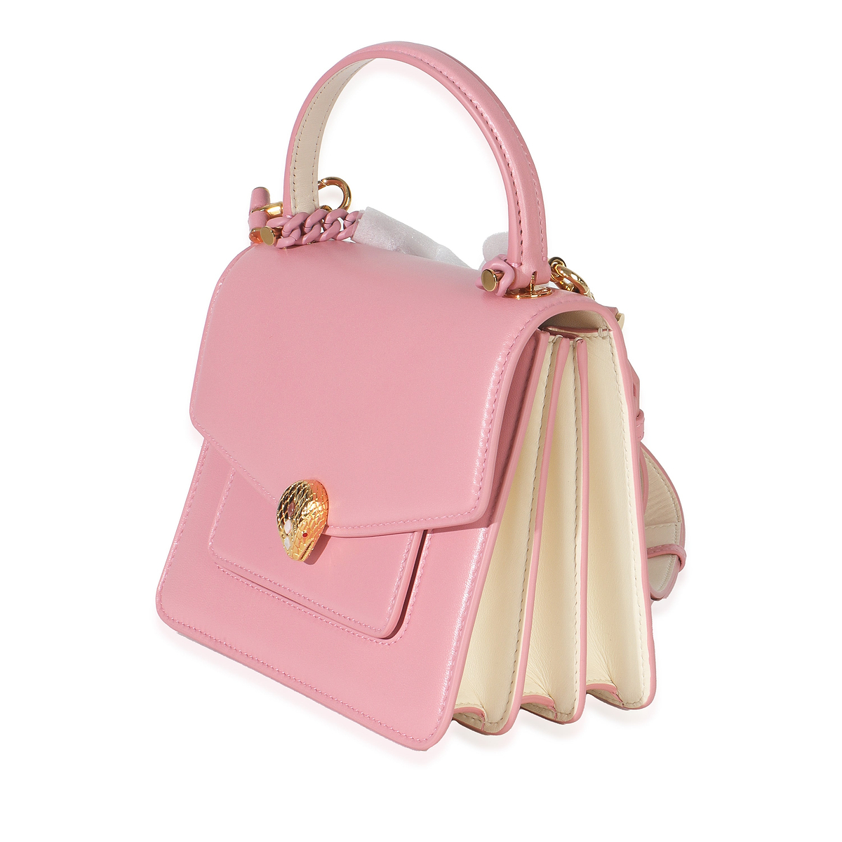 Bvlgari Pink Calfskin Serpenti Forever Top Handle Bag