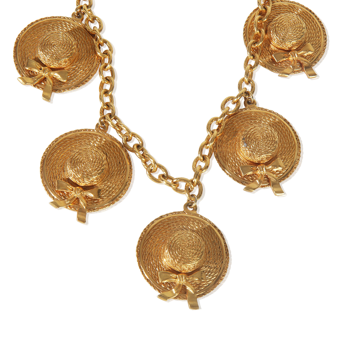 Gold-Plated  Vintage Sunhat Charm Necklace