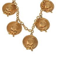Gold-Plated  Vintage Sunhat Charm Necklace