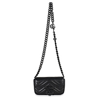 Black Matelasse Calfskin Monochrome GG Marmont Chain Belt Bag