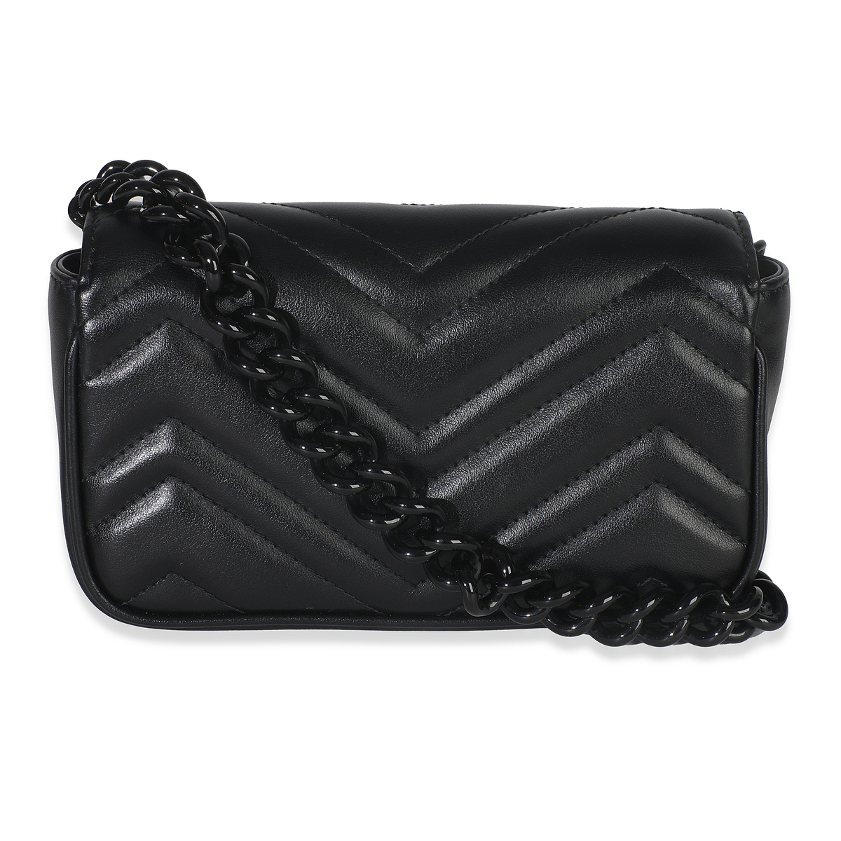 Black Matelasse Calfskin Monochrome GG Marmont Chain Belt Bag