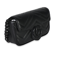 Black Matelasse Calfskin Monochrome GG Marmont Chain Belt Bag