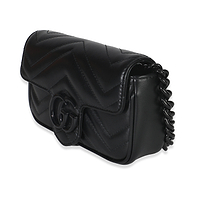 Black Matelasse Calfskin Monochrome GG Marmont Chain Belt Bag